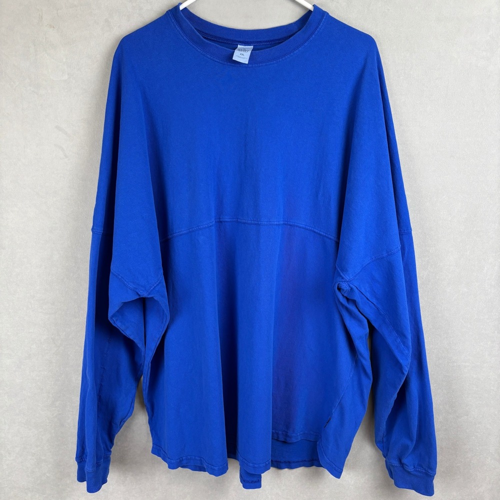 Spirit Jersey Royal Blue Oversized L/S Athleisure Shirt Blank XXL Cotton Men XXL